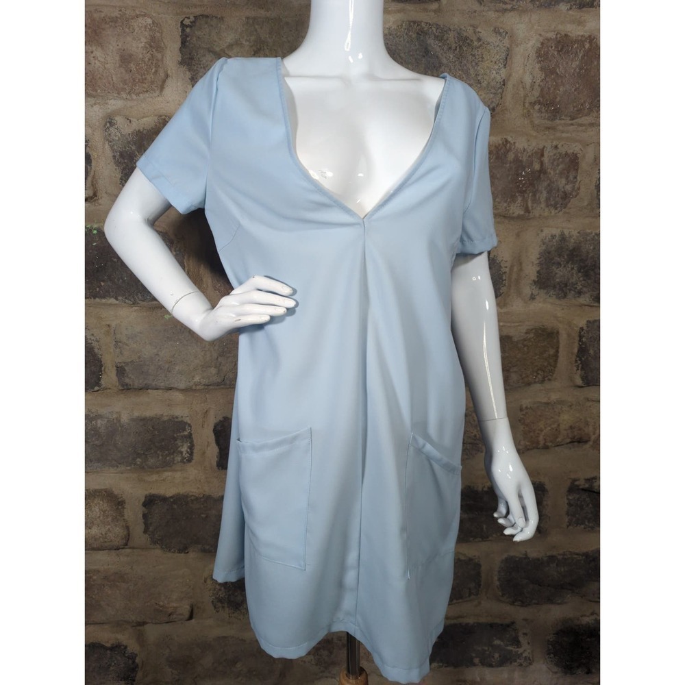 Tobi Dress Light Blue Short Sleeve Mod Shift Woman's Size Large Lightweight